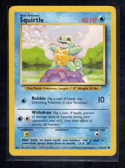Pokemon TCG Squirtle Base Set Regular Common 63/102 WOTC English - Image 1