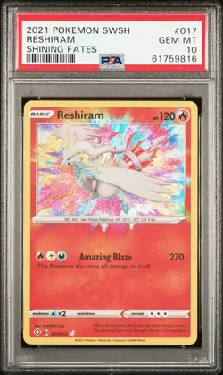 2021 Pokemon Sword & Shield Shining Fates #017 Reshiram PSA 10 - Image 1