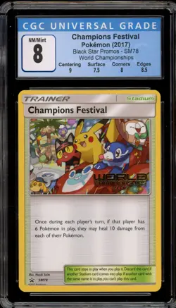 Pokemon Champions Festival 2017 World Championships Promo SM78 CGC 8 - Image 1