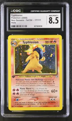 Pokemon Typhlosion Neo Genesis 1st Edition Holo Rare #17 CGC 8.5+ Mint! - Image 1