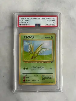 Scyther PSA 10 Gem Mint 1998 Pokemon Japanese Vending Series 3 #123 Glossy - Image 1
