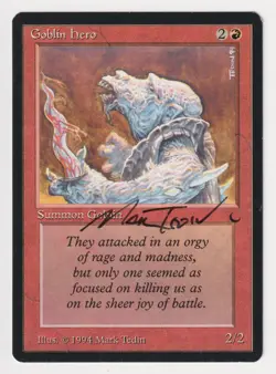 Signed Goblin Hero LP The Dark Artist Mark Tedin 1994 WOTC MTG Magic Vintage Red - Image 1