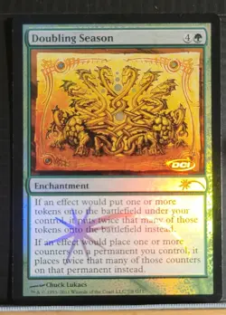 Mtg DOUBLING SEASON FOIL NM DCI Promo 7/8 G11 -Argo- - Image 1