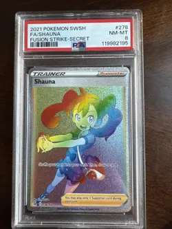 2021 POKEMON SWORD & SHIELD FUSION STRIKE SECRET #278 FULL ART/SHAUNA PSA 8 - Image 1