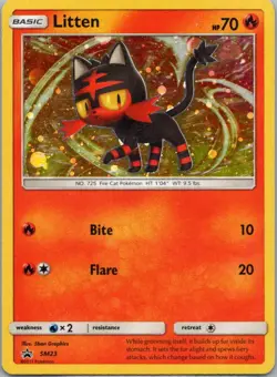 Pokemon TCG Litten SM23 SM Black Star Promos Cosmos Holo LP - Image 1