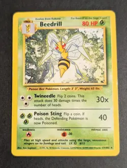 Beedrill 1999 Pokemon Base Set Unlimited Rare #17/102 - MP - Image 1