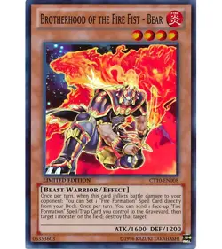 Yugioh Brotherhood of the Fire Fist - Bear (Super Rare Limited Ed) CT10-EN008 P - Image 1