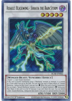 Yugioh Assault Blackwing- Sohaya the Rain Storm (Ultra Rare 1st Ed) BLAR-EN062 P - Image 1