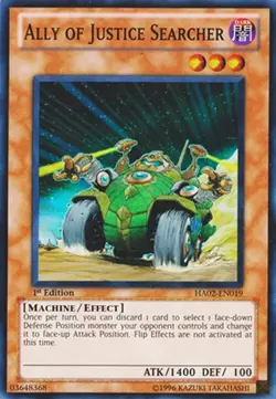 Yugioh - Ally of Justice Searcher (Super Rare) (1st Edition) - HA02-EN019 P - Image 1