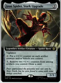 IRON SPIDER, STARK UPGRADE (EXTENDED ART) 279 MARVEL'S SPIDER-MAN RARE 2025 LP - Image 2