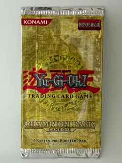 Yu-Gi-Oh! Champion Pack 1 Game One Booster Pack Wrapper Deutsch GEOFFNET! LEER! - Image 1