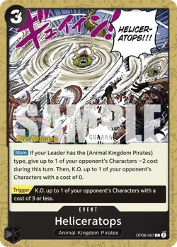 One Piece Heliceratops (OP08-097/76) OP08 Two Legends Pre-Release Cards NM - Image 1