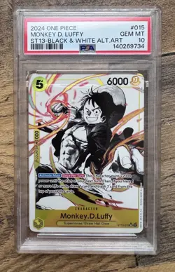 2024 One Piece Monkey.D.Luffy ST13-015 Black & White Alt Art PSA 10 - Image 1