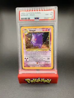 1999 Fossil Gengar Holo Rare Pokemon Card #5/62 Vintage PSA 8 NM -Mint - Image 1