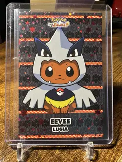Pokemon Let’s Go Eevee Card Database Eevee Poncho Lugia Red Cracked Ice Holo - Image 1