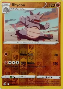 RHYDON - REVERSE HOLO - LOST ORIGIN - POKEMON CARD - 090/196 - Image 1