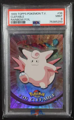 1999 Topps - Pokemon TV Clefable #36 - RAINBOW FOIL PSA 9 - Image 1
