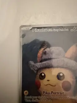 SEALED 2023 Pokemon Van Gogh Pikachu Grey Felt Hat. Super Clean Centered - Image 2
