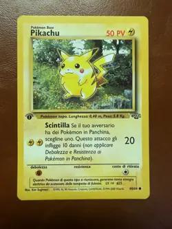 Pikachu 60/64 Jungle 1st Edition Common Pokemon Card Ken Sugimori Art Heavy Play - Image 1