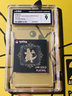 CGC 9 MINT 24k Gold Plated 🔥 DRAGONITE Pokemon Candy Stickers 2023 Korean ✨ - Image 1