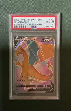 2020 Pokemon SWSH BSP Charizard V #50 Champions Path ETB Promo PSA 10 GEM MT - Image 1