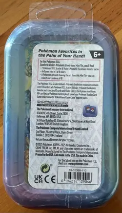 POKEMON TCG PRISMATIC EVOLUTIONS VAPOREON MINI TIN, 2 Booster Packs, EEVEE Coin - Image 2
