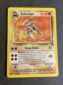 Pokemon Kabutops Non Holo Fossil #24 LP/MP - Image 1