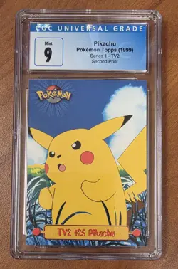 Pikachu Pokemon Topps (1999) Series 1 - TV2 Second Print - CGC 9 Mint - Pop 23 - Image 1