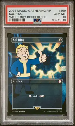 SOL RING VAULT BOY, 0359 (BORDERLESS) - MTG: Fallout (PIP) - PSA 10💎GEM - Image 1