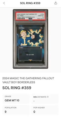 SOL RING VAULT BOY, 0359 (BORDERLESS) - MTG: Fallout (PIP) - PSA 10💎GEM - Image 4