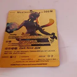 fan made Pokemon Mewtwo GX SM196 SM Promo Metal Holo Card - Image 1
