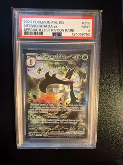 Pokemon TCG Meowscarada EX 256/193 Special Illustration Rare Holo PSA 9 - Image 1