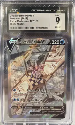 Pokemon ERROR Palkia V 167/189 Alt Art, Astral Radiance, Minor Miscut | CGC 9 - Image 1