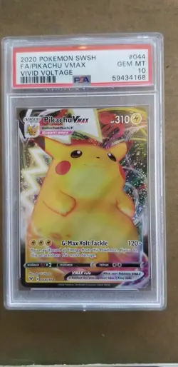 2020 Pokemon SWSH FA/Pikachu VMAX Vivid Voltage 44 PSA 10* - Image 1