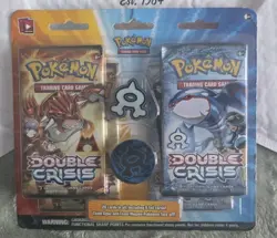 🔴☠Pokemon Double Crisis 4 Pack Blister With Team Aqua Pin And Coin Sealed - Image 1