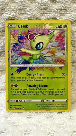 Celebi 009/185 Pokemon TCG Swsh04 Vivid Voltage Holo Amazing Rare NM Free Ship - Image 1
