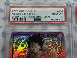 Luffy ST01-001 & Zoro OP01-001 PSA10 Weekly Shonen Jump Promo One Piece Cards - Image 4