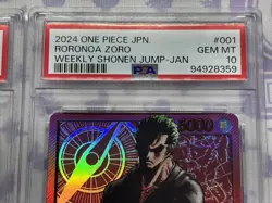 Luffy ST01-001 & Zoro OP01-001 PSA10 Weekly Shonen Jump Promo One Piece Cards - Image 5