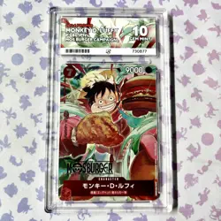 Monkey D Luffy P-080 ACE 10 Promo Mos Burger ONE PIECE Card 2024 Perfect 10 - Image 1