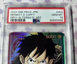 Monkey D Luffy OP01-003 PSA 10 Leader Parallel Romance Dawn One Piece Card UK - Image 2