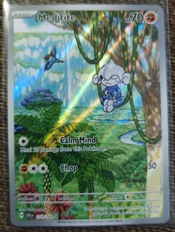 Meditite 153/142 IR Illustration Rare Holo Pokemon 2024 Stellar Crown NM - Image 1