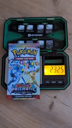 23.25g HEAVY Pokemon Prismatic Evolutions Booster Pack Sealed - Holo ChanceU - Image 1