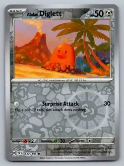 Pokemon TCG SV08: Surging Sparks Alolan Diglett 122/191 Reverse Holo - Image 1