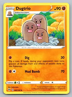 Pokemon TCG SWSH03: Darkness Ablaze Dugtrio 085/189 - Image 1
