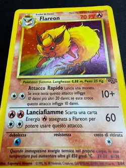 Pokemon Flareon 3/64 Jungle Rara Holo Unlimited Wizard ITA Carte Vintage - Image 4