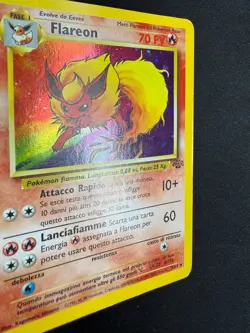 Pokemon Flareon 3/64 Jungle Rara Holo Unlimited Wizard ITA Carte Vintage - Image 5