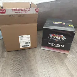 Pokemon TCG Prismatic Evolutions Tech Sticker Collection 12ct Sealed Case - Image 1