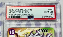 Monkey D. Luffy P-041 Seven Eleven Promo PSA 10 Japanese One Piece Card 7 - 11 - Image 2