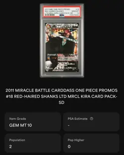 Red Haired Shanks #18 PSA 10 Carddass One Piece PROMO 2011 Miracle Pack POP 2 - Image 4