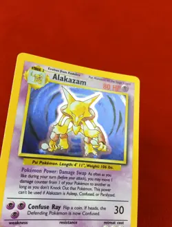 Pokemon TCG Alakazam Base Set Holo Card 1/102 Unlimited Holo Rare LP - Image 1